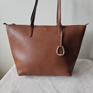 ‼️SOLD‼️Lauren Ralph Lauren - "Pumpkin Spice" Leather Tote - 16" Wide x 10" Deep